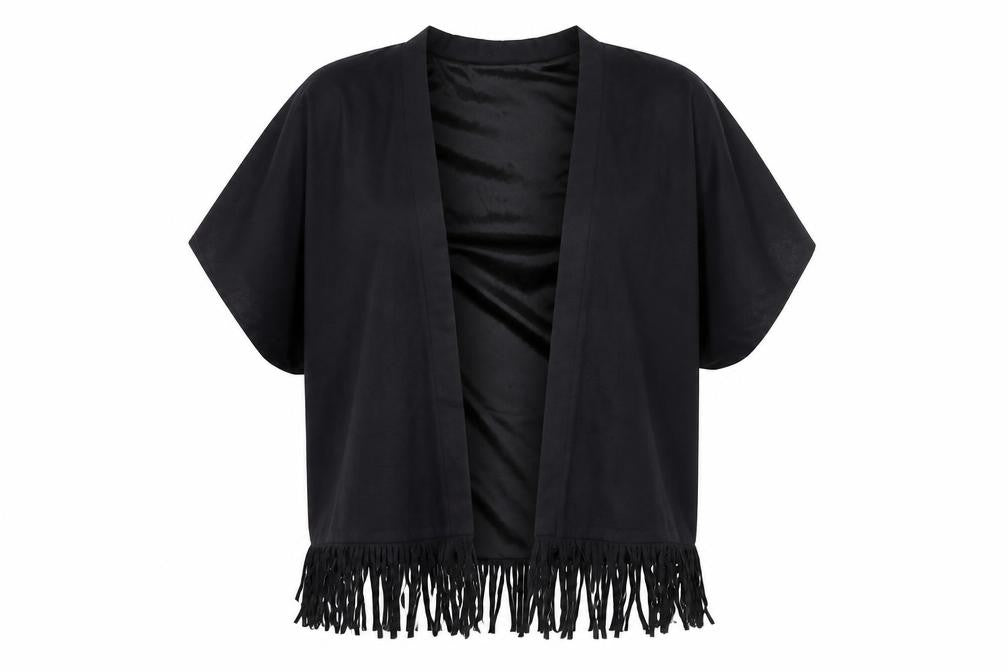 Cherry Couture Womens Black  Velour Kimono Blouse Size S
