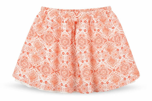 Front view of F&F girls’ white geometric flare skirt, size 11-12, years