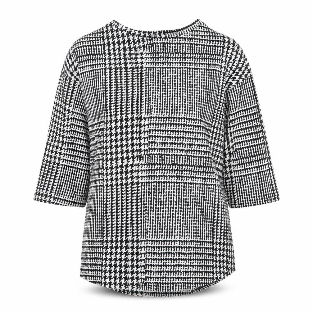 F&F Womens Black Houndstooth Jersey Pullover Sweatshirt Size 6