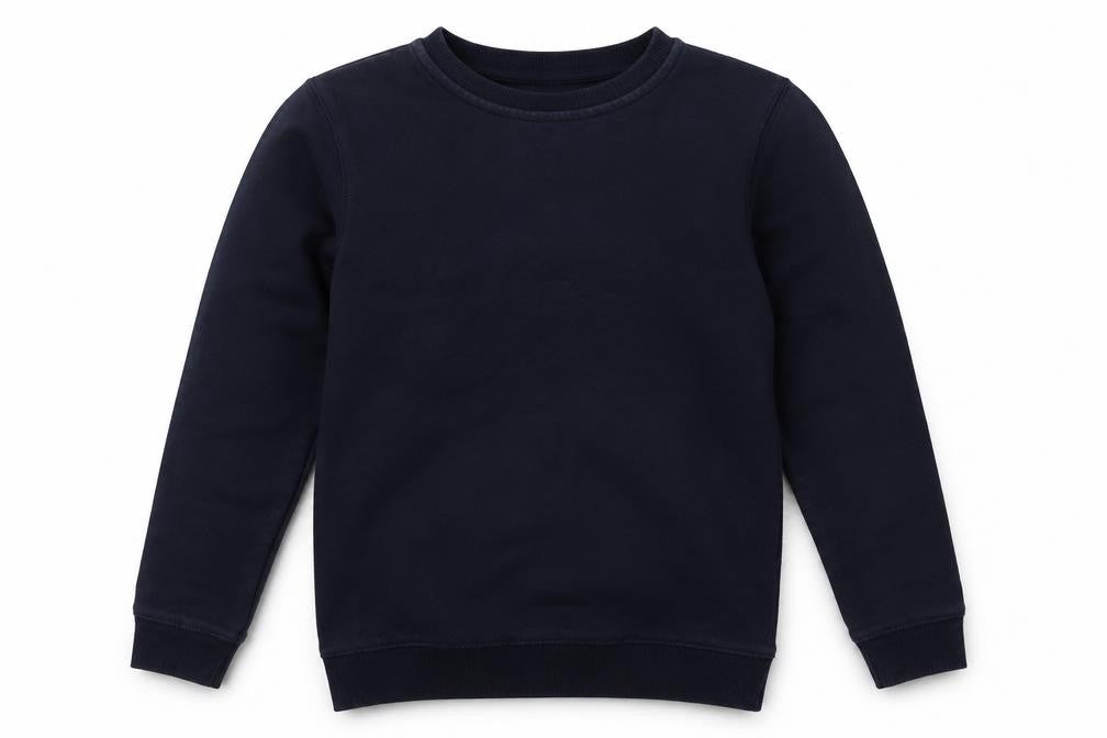 Front view of Tu boys’ blue pullover sweatshirt, size 7, years - school