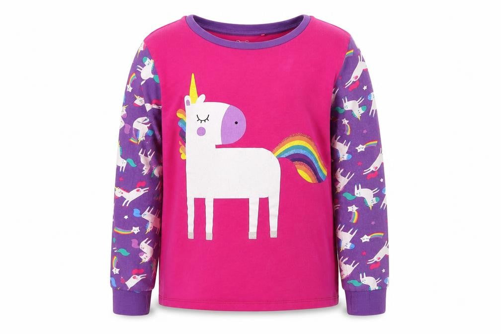 Harry Bear Girls Pink Solid  Top Pyjama Top Size 8 Years  - Unicorns