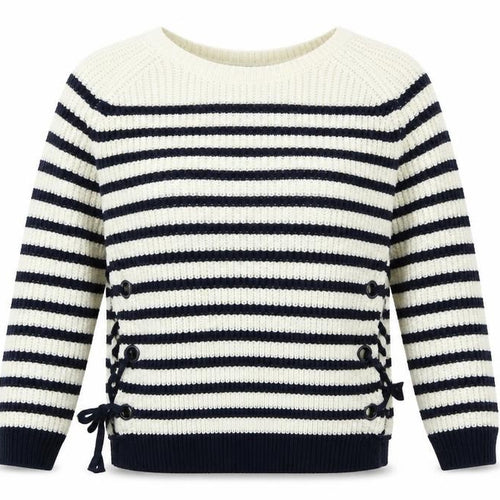 Very Womens White Striped  Pullover Jumper Size 12