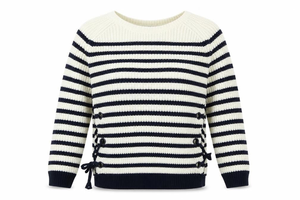 Very Womens White Striped  Pullover Jumper Size 12