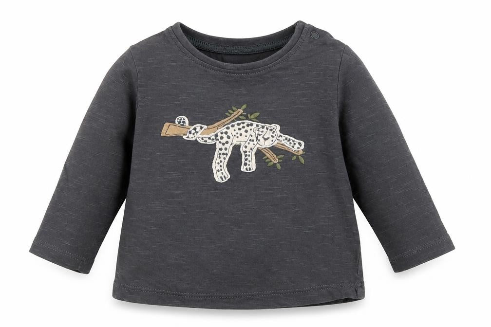 Front view of Next Baby Grey Basic T-Shirt, size 3-6, Months