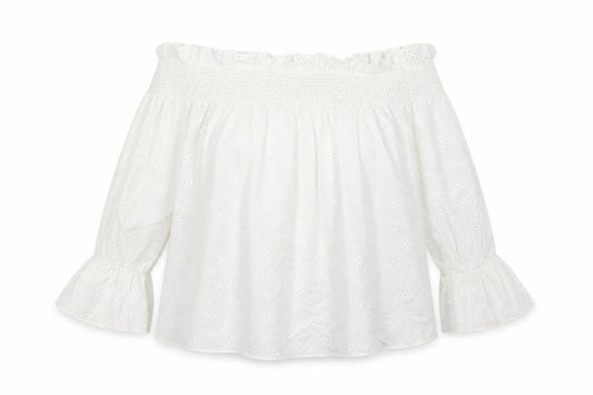 Front view of Select women’s white floral basic blouse, size UK 8