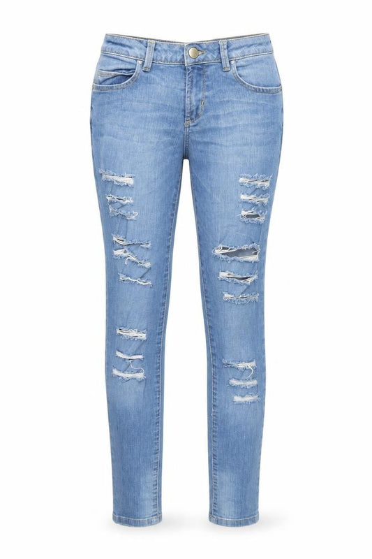 Front view of Denim Co women’s blue denim skinny jeans, size UK 8, 29-inch leg