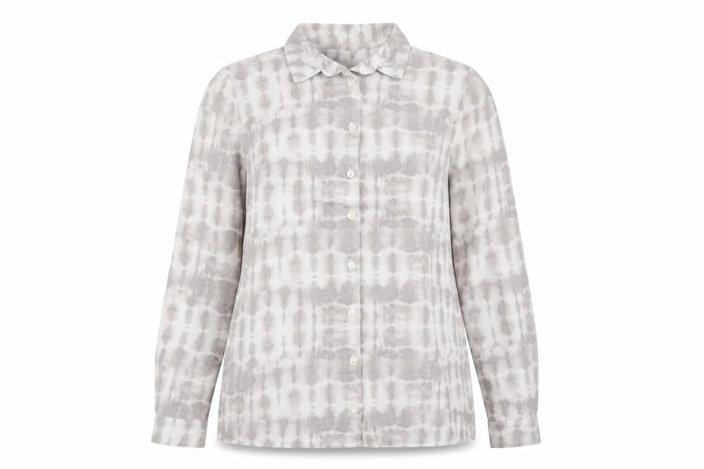 Front view of New Look women’s purple basic button-up, size UK 10