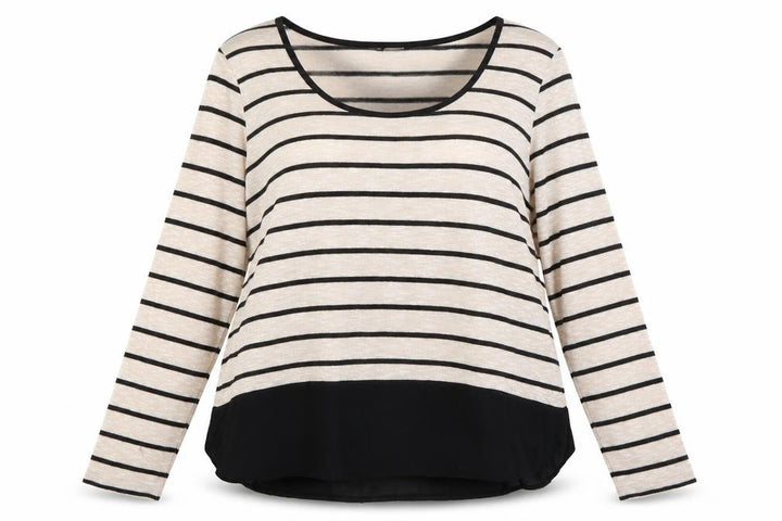 M&Co Womens Beige Striped Pullover Jumper Size 16