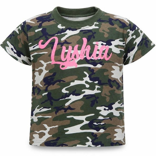 Preworn Boys Green Camouflage  Basic T-Shirt Size 2-3 Years
