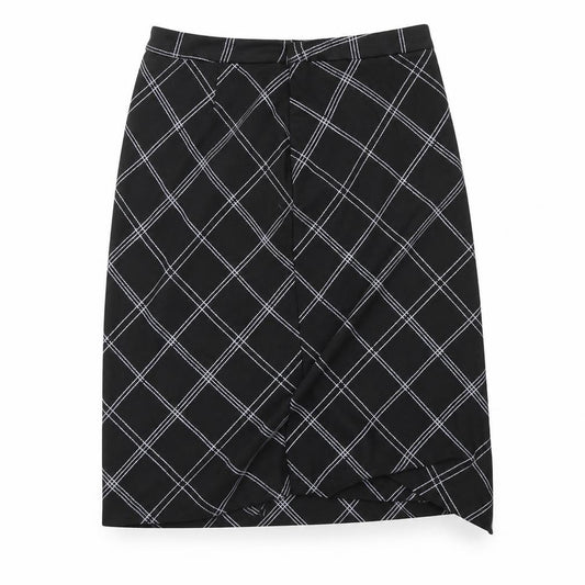 Front view of M&Co women’s black a-line skirt, size UK 14