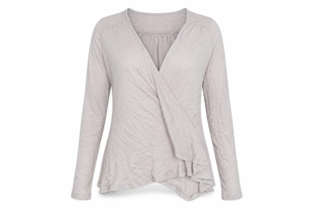 Front view of Atmosphere women’s grey cardigan jumper, size UK 12