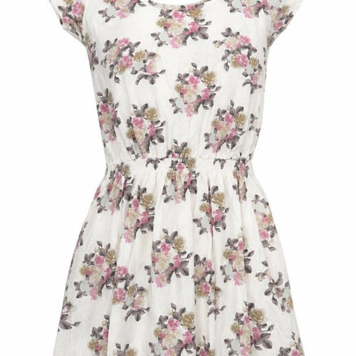 Denim & Co. Womens White Floral  A-Line  Size 8