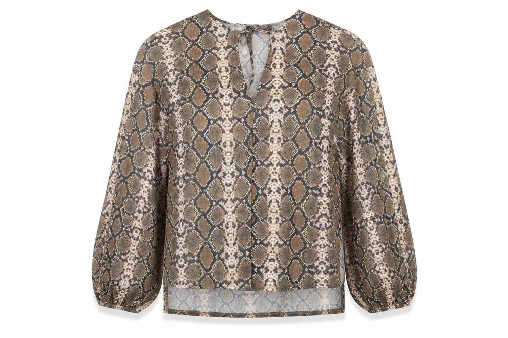Pull & Bear Womens Brown Animal Print  Basic Blouse Size XS