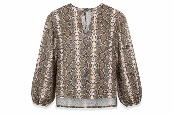 Pull&Bear Womens Brown Animal Print Basic Blouse Size XS