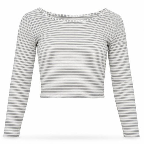 Topshop Womens White Striped  Basic T-Shirt Size 8