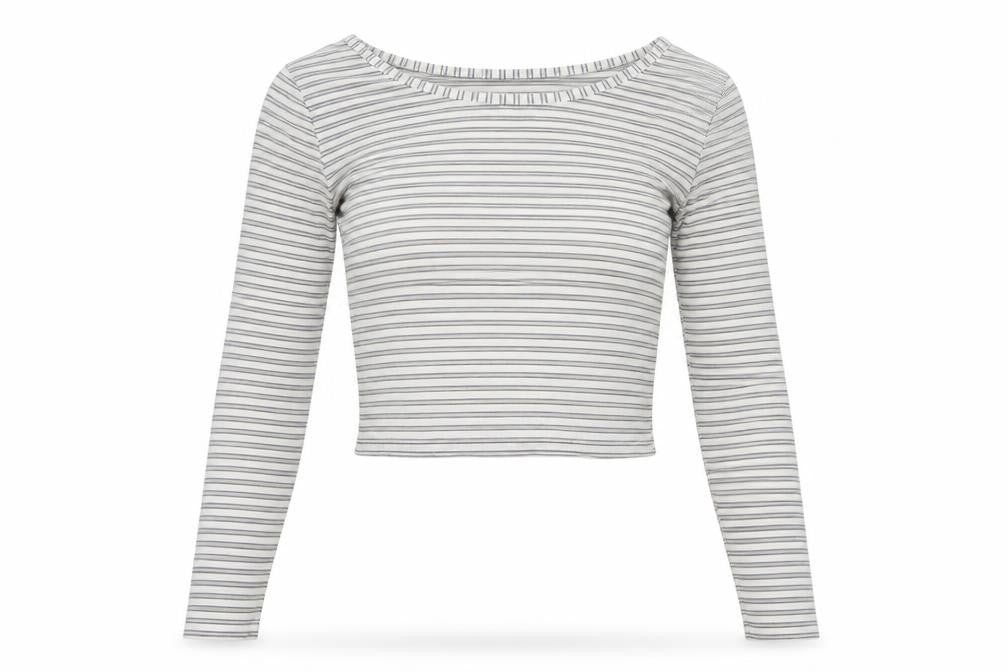 Topshop Womens White Striped  Basic T-Shirt Size 8