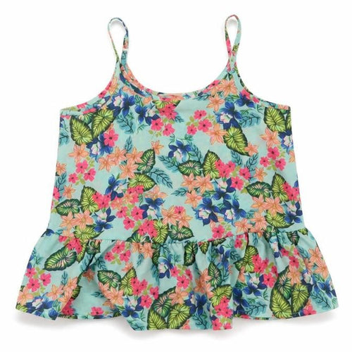 Candy Couture Girls Blue Floral  Basic Tank Size 10 Years