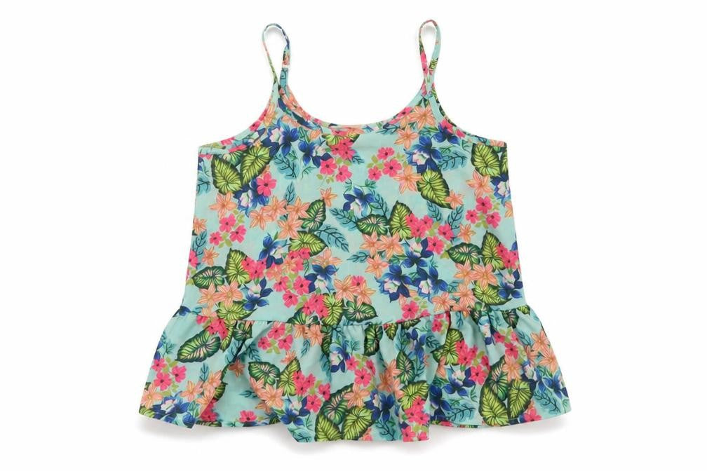Candy Couture Girls Blue Floral  Basic Tank Size 10 Years