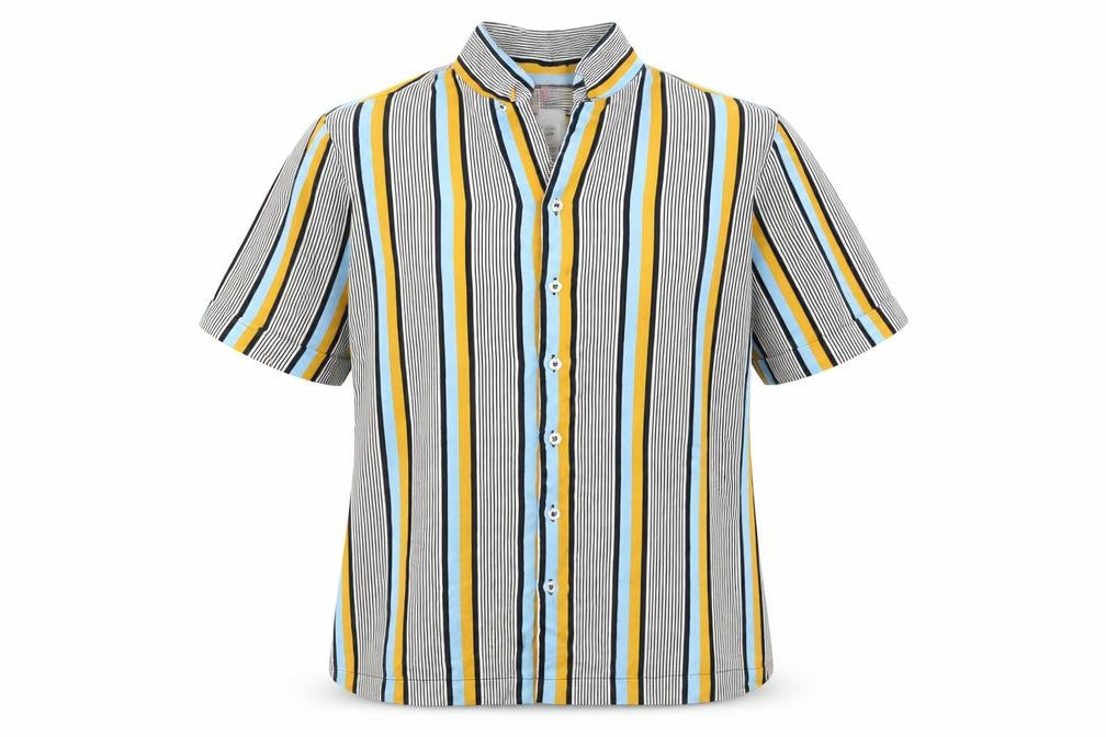 Front view of River Island women’s multicoloured striped basic button-up, size XS