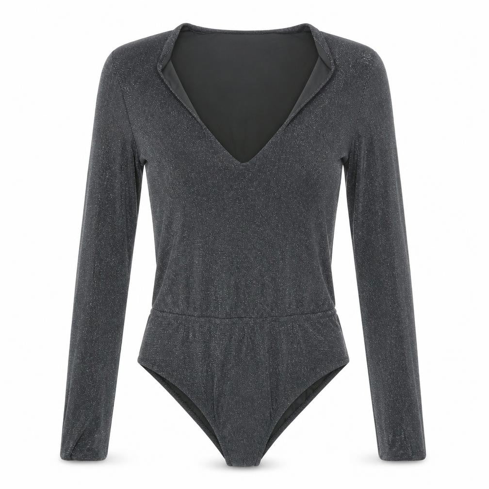 Glamour Womens Grey   Top Bodysuit Size 8
