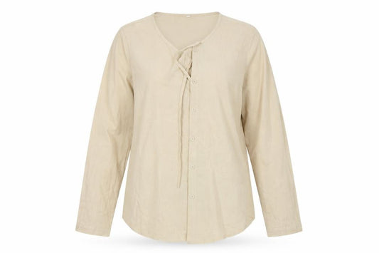 Front view of Preworn women’s white basic button-up, size M