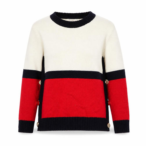 Damart Womens White Striped  Pullover Jumper Size 10
