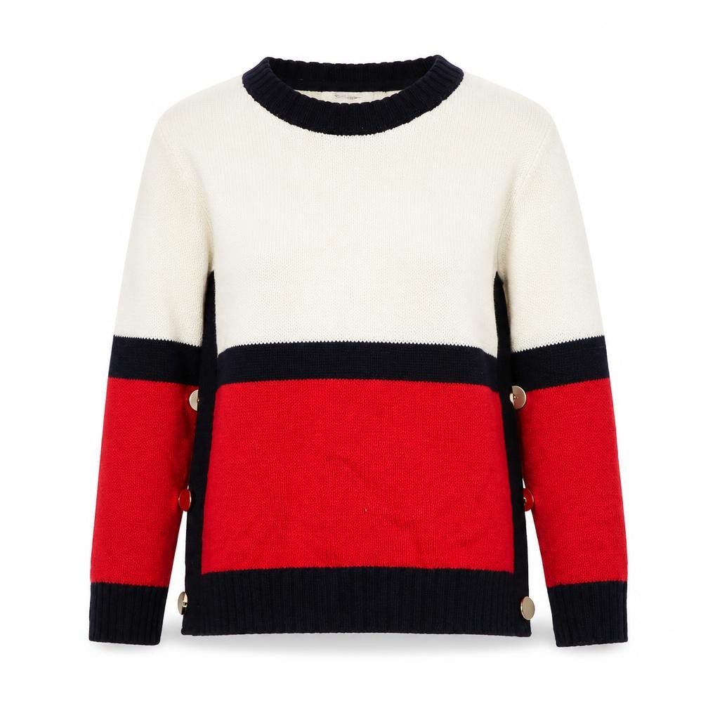 Damart Womens White Striped  Pullover Jumper Size 10