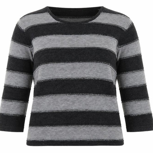 fabrizie Womens Black Striped  Pullover Jumper Size S