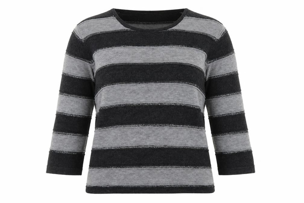 fabrizie Womens Black Striped  Pullover Jumper Size S