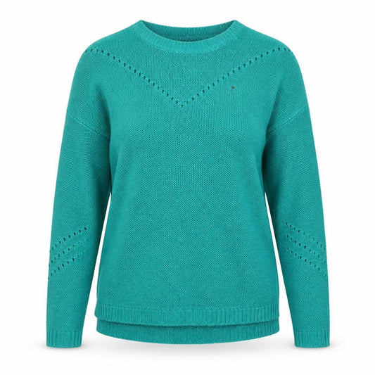 Front view of F&F women’s green jumper, size UK 12