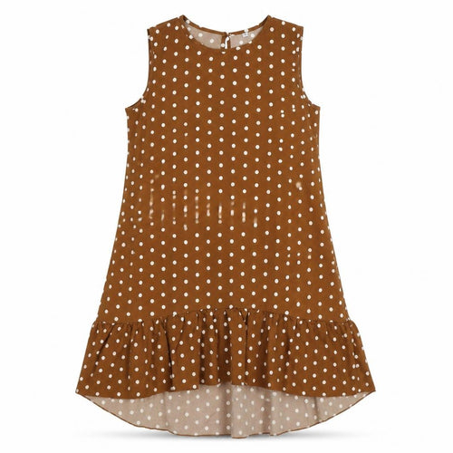 Preworn Womens Brown Polka Dot  Tank Dress  Size M  - ruffle