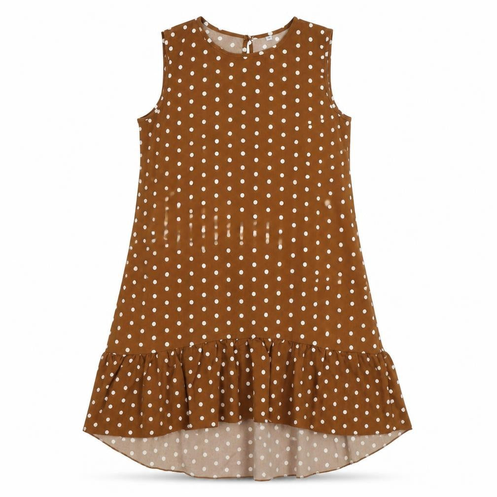 Preworn Womens Brown Polka Dot  Tank Dress  Size M  - ruffle