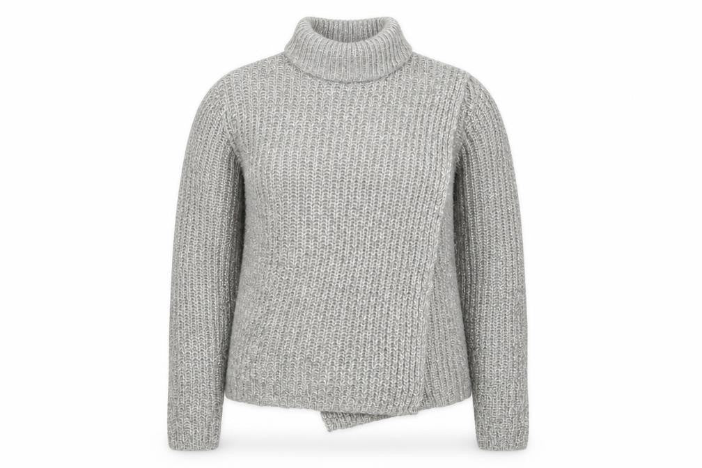 ove knitwear Womens Grey  Knit Wrap Jumper Size 16