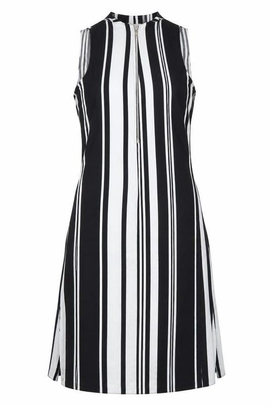Front view of George women’s white striped tank dress, size UK 8