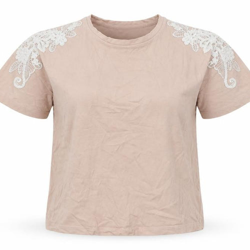 New Look Womens Pink   Basic T-Shirt Size 10  - Lace sleeve