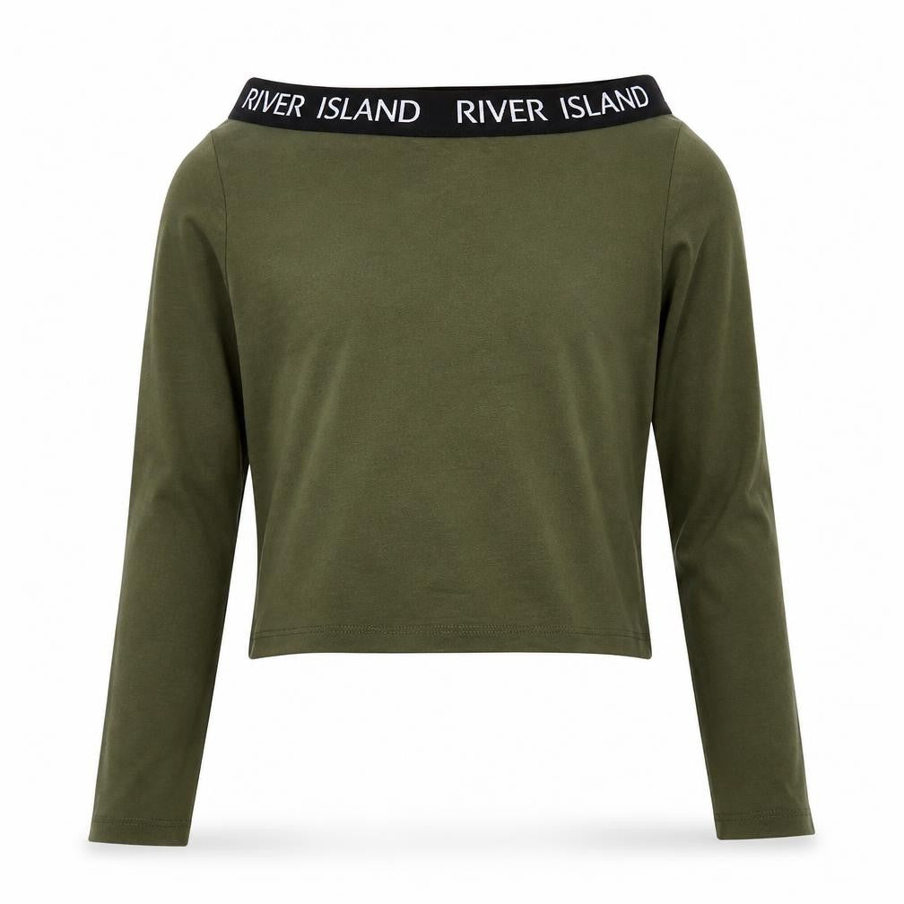 Front view of River Island girls’ green basic t-shirt, size 11-12, years