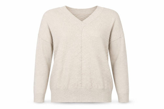 Front view of F&F women’s beige knit jumper, size UK 12