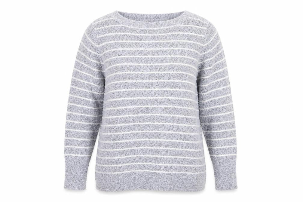 M&Co Womens Blue Striped Knit Pullover Jumper Size 14