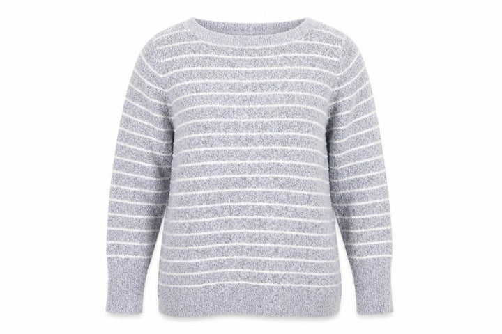 M&Co Womens Blue Striped Knit Pullover Jumper Size 14