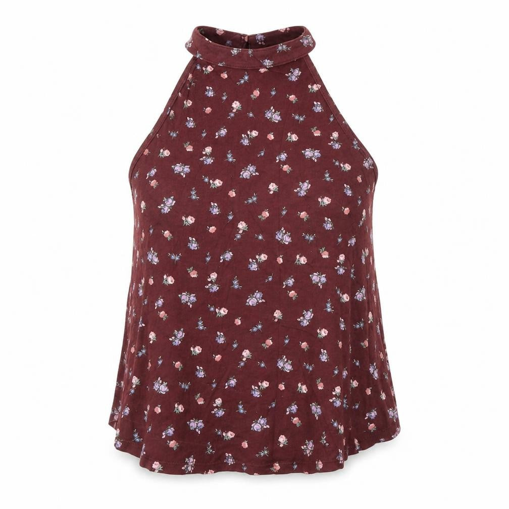 New Look Womens Red Floral  Basic Blouse Size 8  - Burgundy