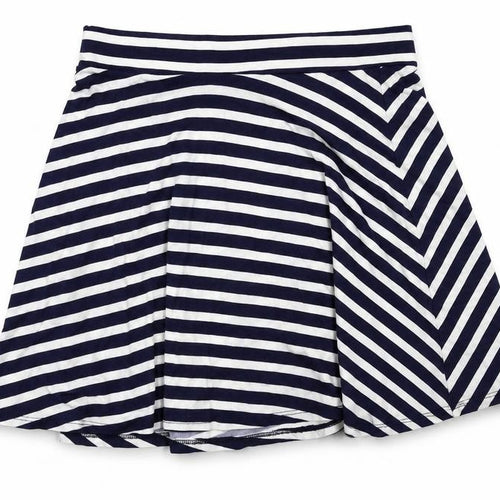 George Womens Blue Striped  Flare Skirt Size 12