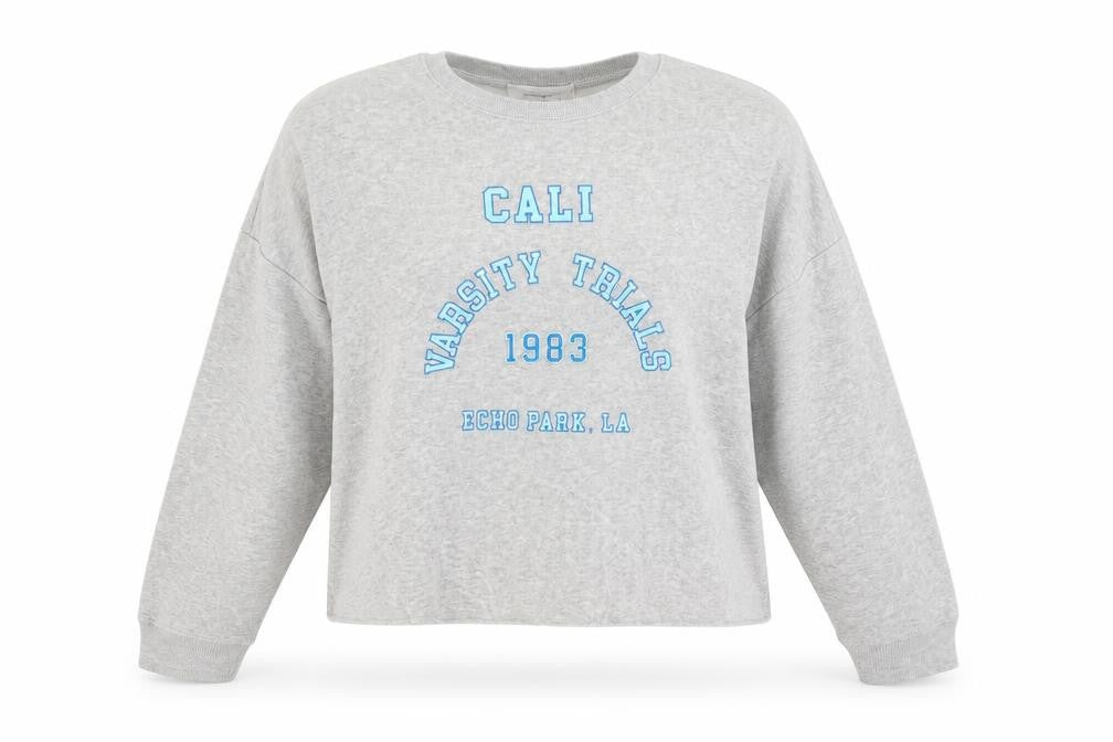 Front view of Primark women’s grey pullover sweatshirt, size S