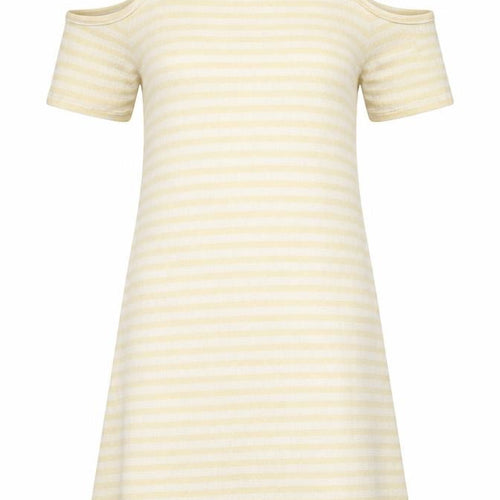 Miss Pretty Worls Womens Yellow Striped  T-Shirt Dress  Size 8