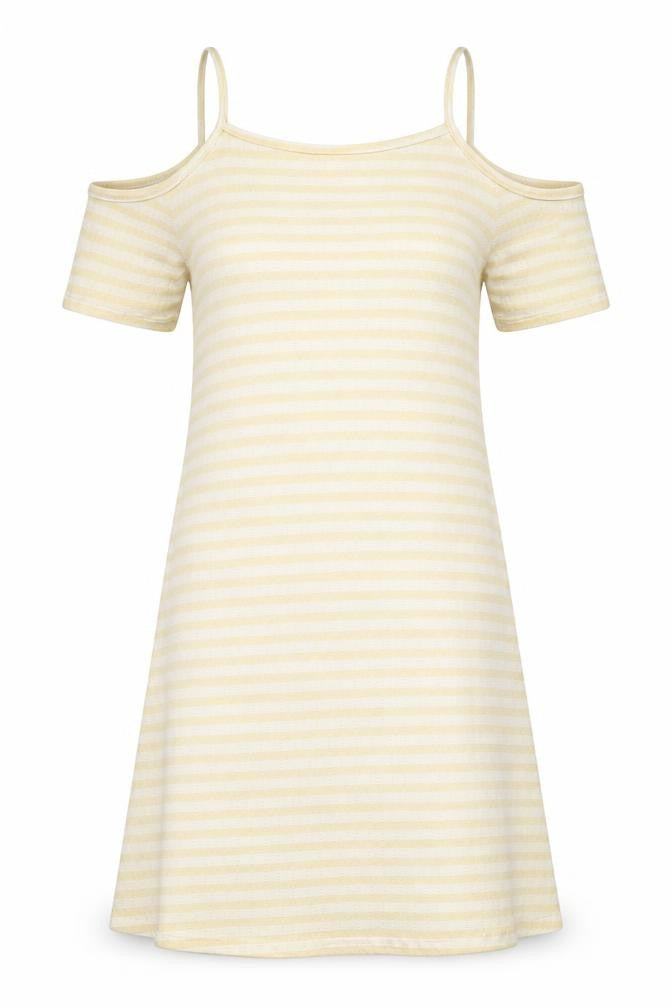 Miss Pretty Worls Womens Yellow Striped  T-Shirt Dress  Size 8