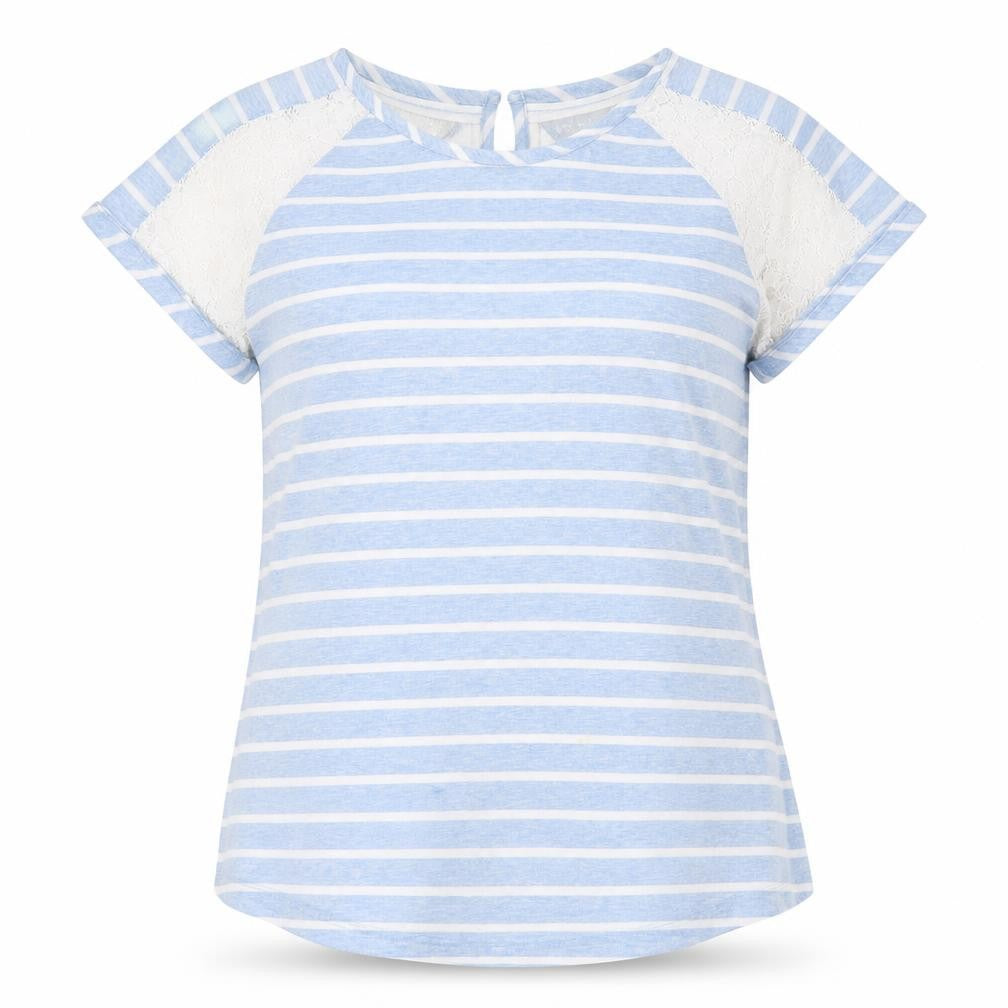 Marks and Spencer Womens Beige Striped  Basic T-Shirt Size 12