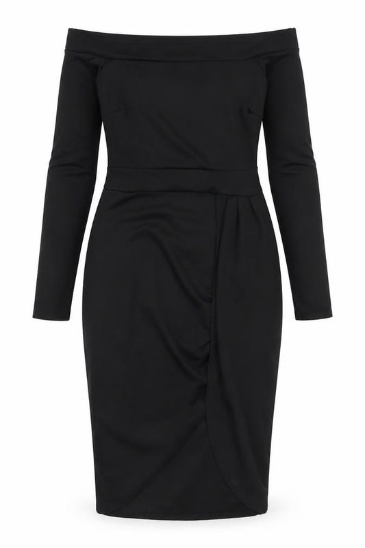 Front view of PRETTYLITTLETHING women’s black bodycon, size UK 10