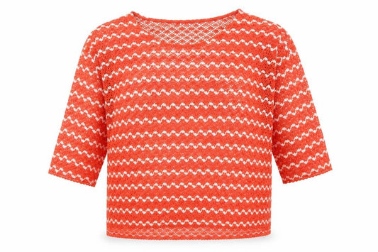 Front view of Next women’s red striped basic t-shirt, size UK 10
