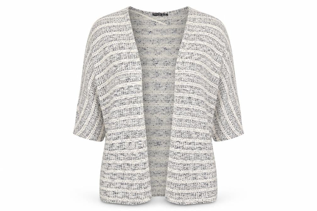 Front view of Atmosphere women’s blue cardigan jumper, size S