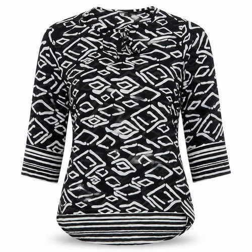 The Gud Look Womens Black Geometric  Basic Blouse Size M