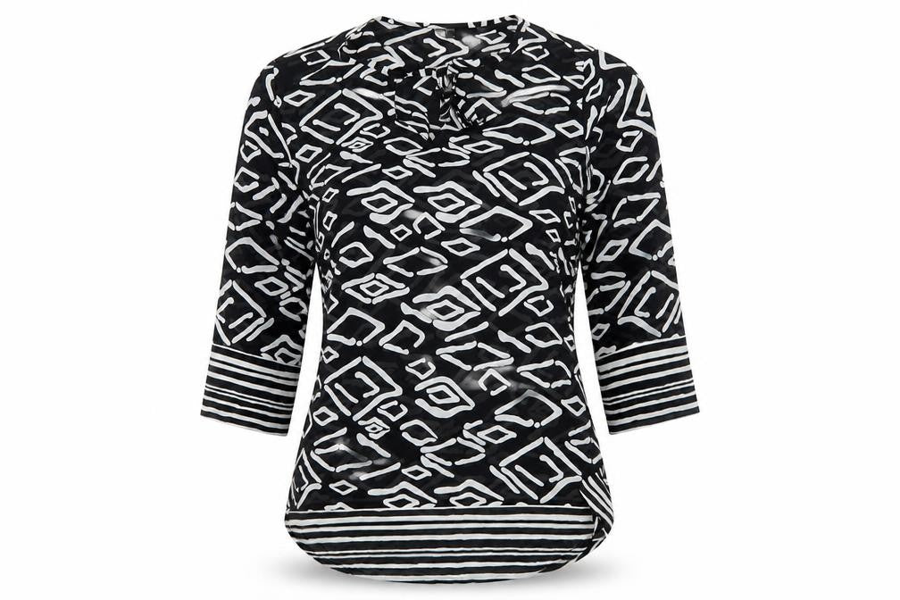 The Gud Look Womens Black Geometric  Basic Blouse Size M